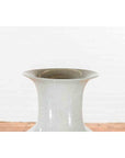 Large Chinese Vintage Altar Vase with Grey Crackle Finish and Flaring Neck-4. Asian & Chinese Furniture, Art, Antiques, Vintage Home Décor for sale at FEA Home