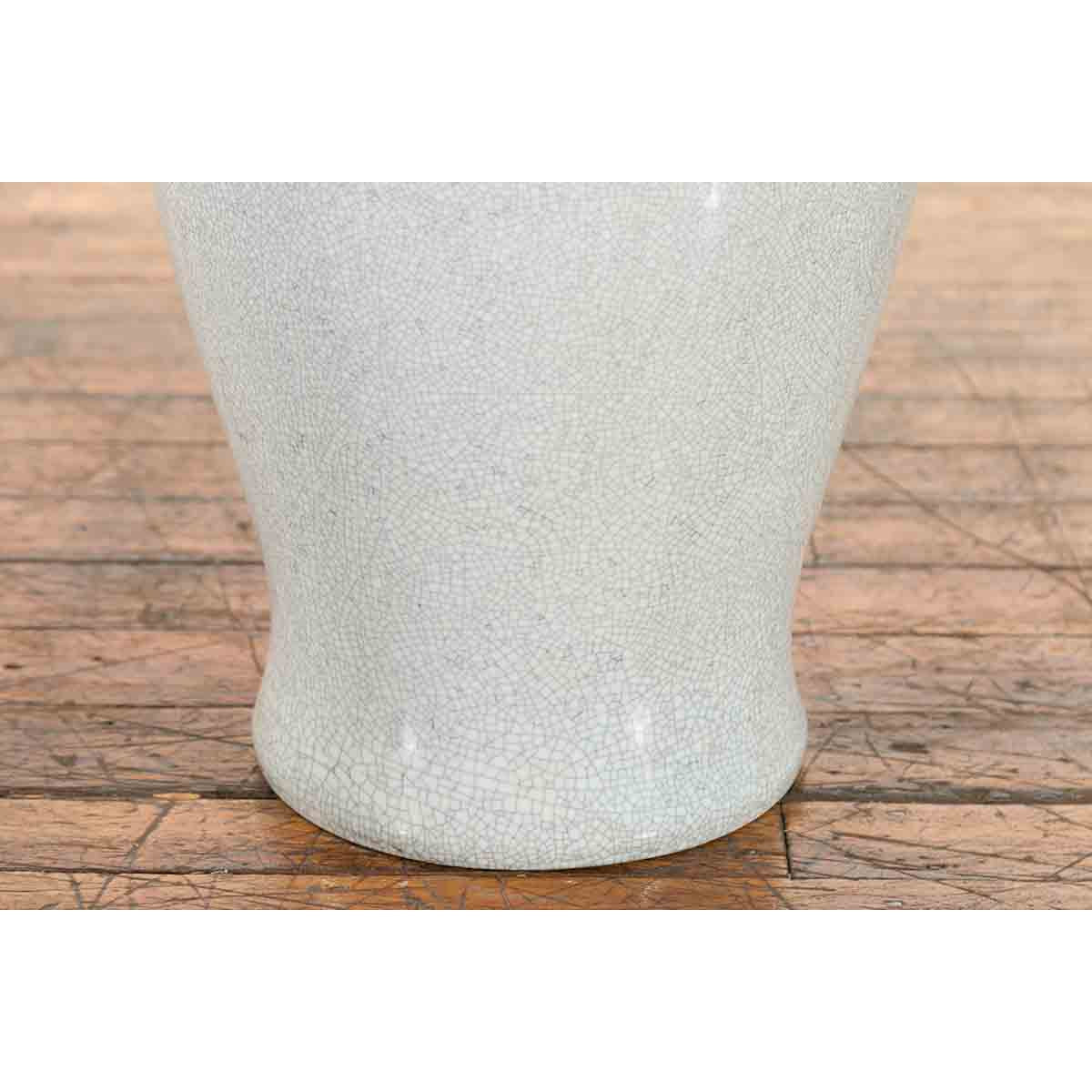 Large Chinese Vintage Altar Vase with Grey Crackle Finish and Flaring Neck-6. Asian & Chinese Furniture, Art, Antiques, Vintage Home Décor for sale at FEA Home