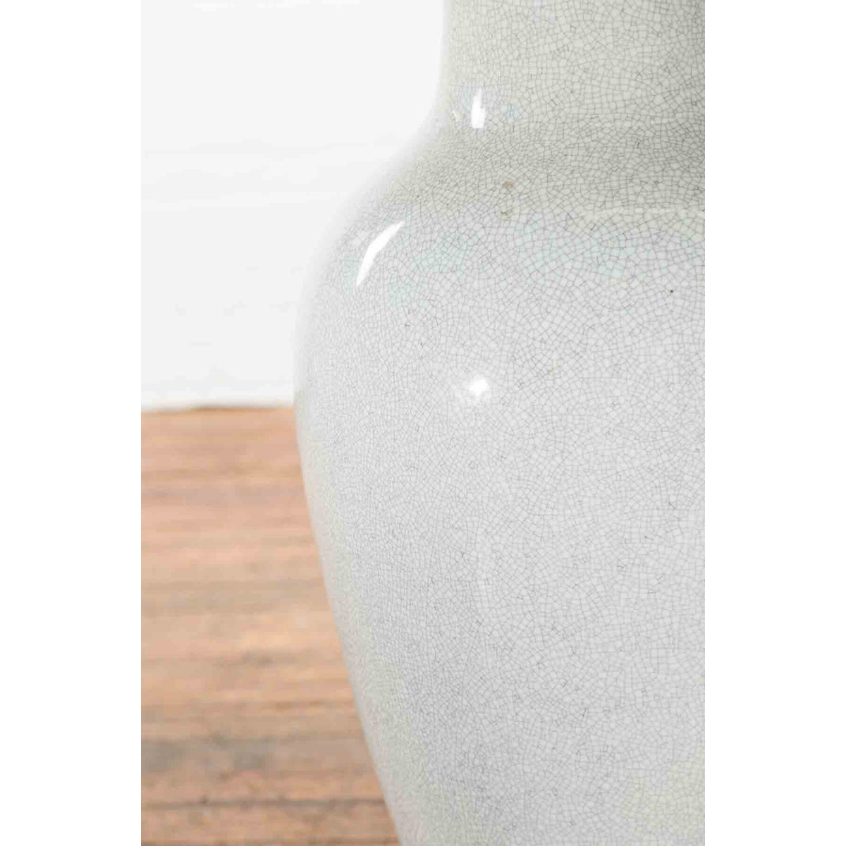Large Chinese Vintage Altar Vase with Grey Crackle Finish and Flaring Neck-7. Asian & Chinese Furniture, Art, Antiques, Vintage Home Décor for sale at FEA Home