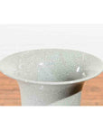 Large Chinese Vintage Altar Vase with Grey Crackle Finish and Flaring Neck-9. Asian & Chinese Furniture, Art, Antiques, Vintage Home Décor for sale at FEA Home