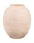 Large Thai Cream Toned Vase with Graduated Lines Décor and Light Pink Undertone-1. Asian & Chinese Furniture, Art, Antiques, Vintage Home Décor for sale at FEA Home