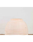 Large Thai Cream Toned Vase with Graduated Lines Décor and Light Pink Undertone-6. Asian & Chinese Furniture, Art, Antiques, Vintage Home Décor for sale at FEA Home