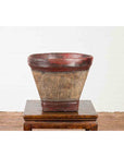 Thai 19th Century Rustic Hand-Woven Rattan Rice Basket with Red Rim-4. Asian & Chinese Furniture, Art, Antiques, Vintage Home Décor for sale at FEA Home