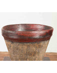 Thai 19th Century Rustic Hand-Woven Rattan Rice Basket with Red Rim-5. Asian & Chinese Furniture, Art, Antiques, Vintage Home Décor for sale at FEA Home