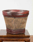 Thai 19th Century Rustic Hand-Woven Rattan Rice Basket with Red Rim-2. Asian & Chinese Furniture, Art, Antiques, Vintage Home Décor for sale at FEA Home