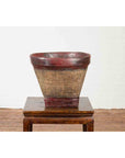 Thai 19th Century Rustic Hand-Woven Rattan Rice Basket with Red Rim-7. Asian & Chinese Furniture, Art, Antiques, Vintage Home Décor for sale at FEA Home
