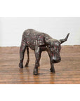 Indian Early 20th Century Hand Painted Wooden Cow with Distressed Patina-4. Asian & Chinese Furniture, Art, Antiques, Vintage Home Décor for sale at FEA Home