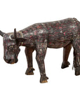 Indian Early 20th Century Hand Painted Wooden Cow with Distressed Patina-1. Asian & Chinese Furniture, Art, Antiques, Vintage Home Décor for sale at FEA Home