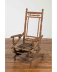 Rustic 19th Century Indian Rocking Chair with Metal Accents and Turned Supports-2. Asian & Chinese Furniture, Art, Antiques, Vintage Home Décor for sale at FEA Home