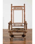 Rustic 19th Century Indian Rocking Chair with Metal Accents and Turned Supports-4. Asian & Chinese Furniture, Art, Antiques, Vintage Home Décor for sale at FEA Home