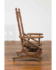 Rustic 19th Century Indian Rocking Chair with Metal Accents and Turned Supports-9. Asian & Chinese Furniture, Art, Antiques, Vintage Home Décor for sale at FEA Home
