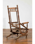 Rustic 19th Century Indian Rocking Chair with Metal Accents and Turned Supports-10. Asian & Chinese Furniture, Art, Antiques, Vintage Home Décor for sale at FEA Home