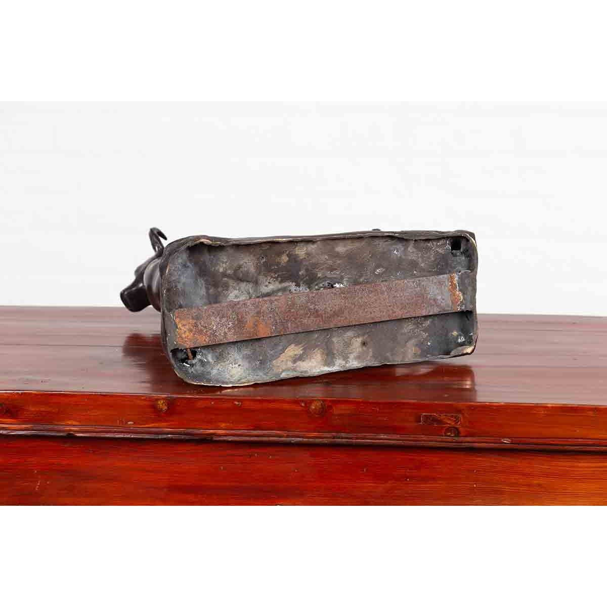 Contemporary Lost Wax Bronze Sculpture Depicting a Bull with Dark Patina-14. Asian & Chinese Furniture, Art, Antiques, Vintage Home Décor for sale at FEA Home