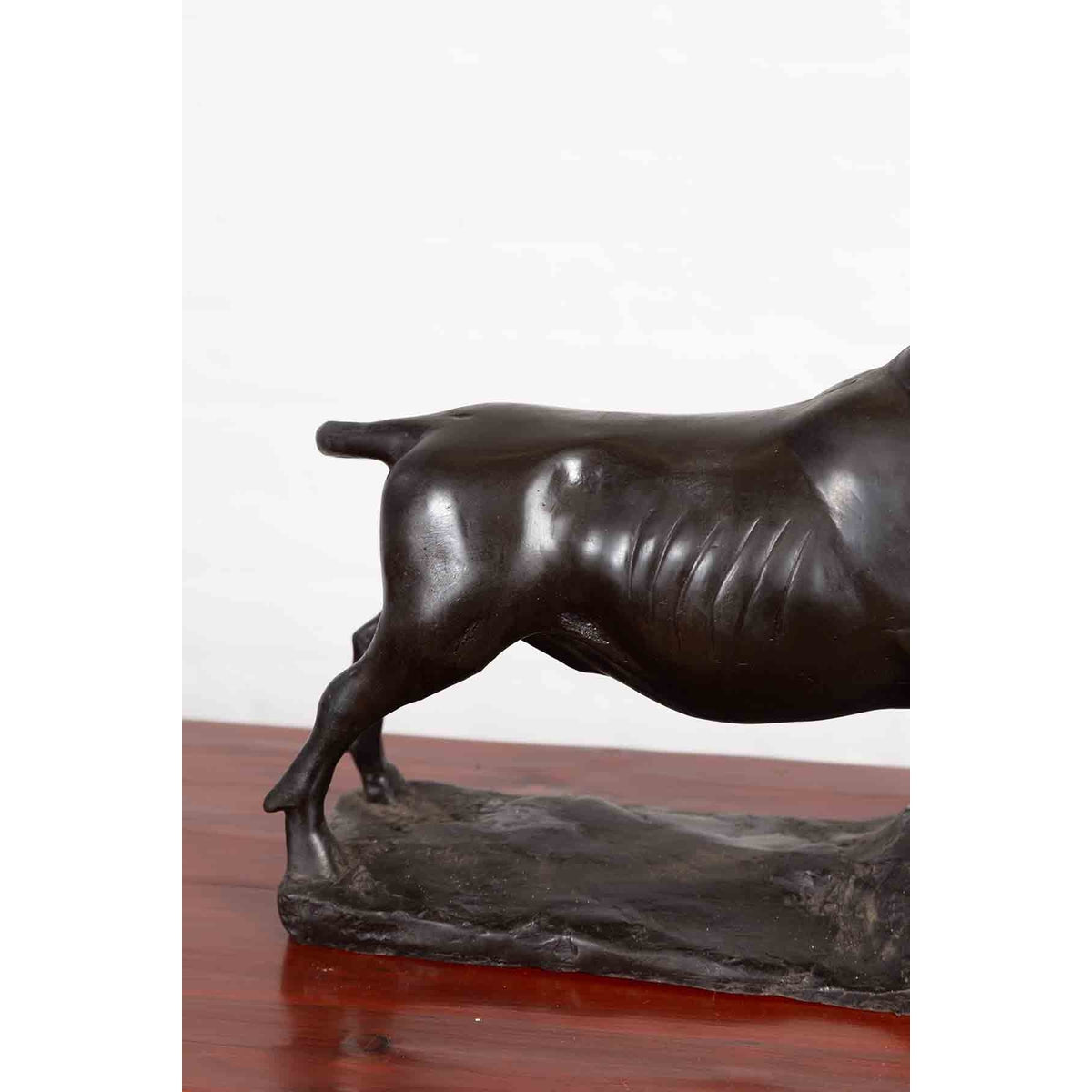 Contemporary Lost Wax Bronze Sculpture Depicting a Bull with Dark Patina-8. Asian & Chinese Furniture, Art, Antiques, Vintage Home Décor for sale at FEA Home