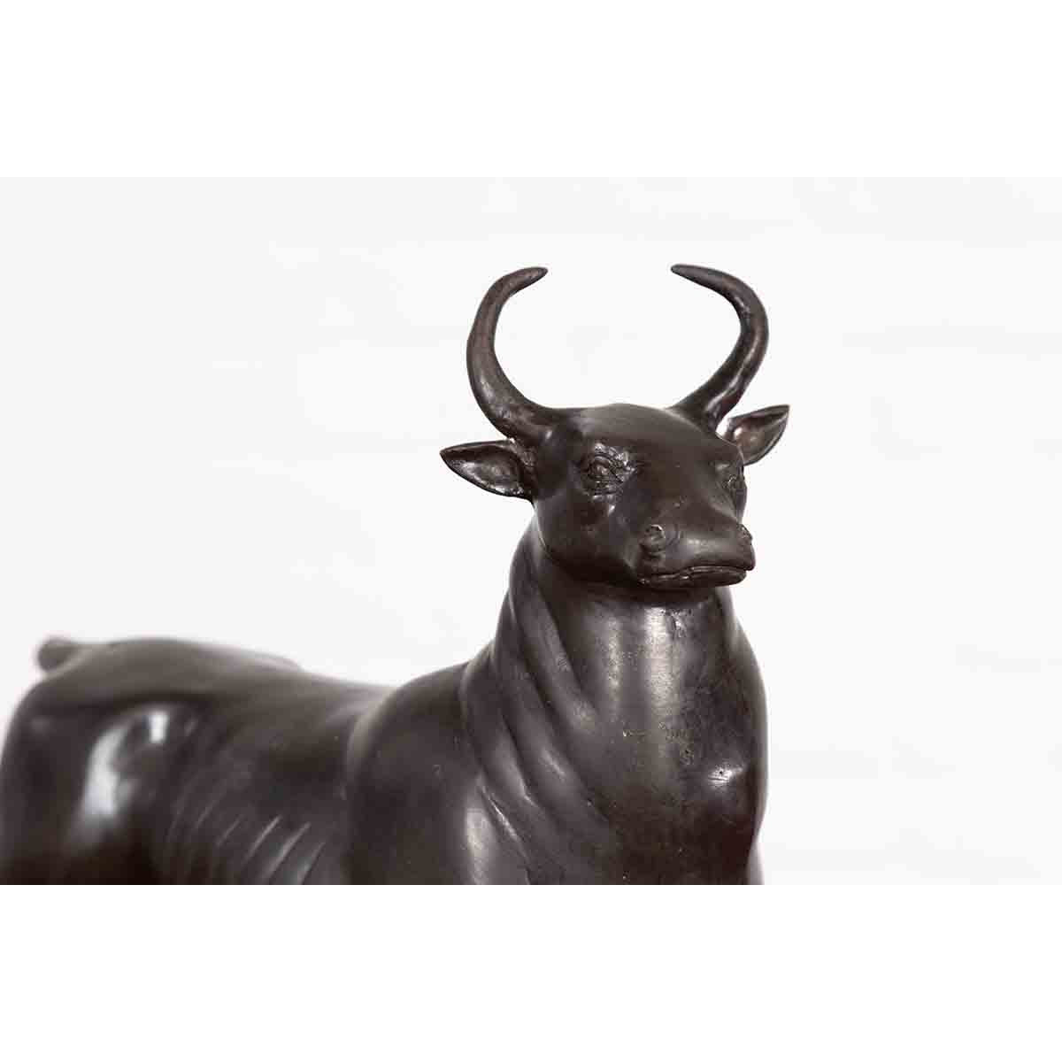 Contemporary Lost Wax Bronze Sculpture Depicting a Bull with Dark Patina-9. Asian & Chinese Furniture, Art, Antiques, Vintage Home Décor for sale at FEA Home