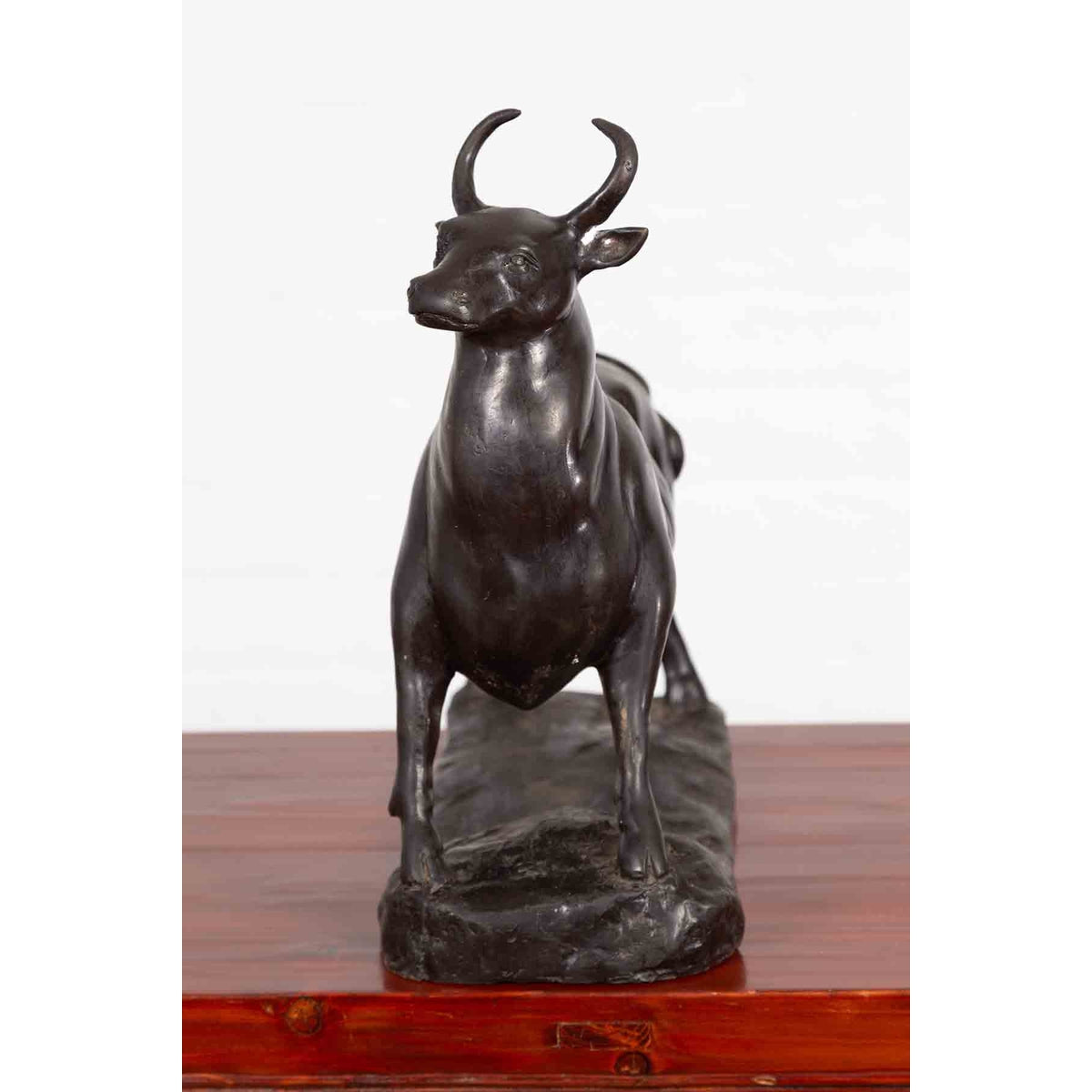 Contemporary Lost Wax Bronze Sculpture Depicting a Bull with Dark Patina-10. Asian & Chinese Furniture, Art, Antiques, Vintage Home Décor for sale at FEA Home