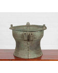 Laotian Style Vintage Bronze Rain Drum with Geometric Motifs and Verde Patina-11. Asian & Chinese Furniture, Art, Antiques, Vintage Home Décor for sale at FEA Home