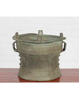 Laotian Style Vintage Bronze Rain Drum with Geometric Motifs and Verde Patina-12. Asian & Chinese Furniture, Art, Antiques, Vintage Home Décor for sale at FEA Home
