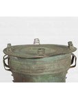 Laotian Style Vintage Bronze Rain Drum with Geometric Motifs and Verde Patina-4. Asian & Chinese Furniture, Art, Antiques, Vintage Home Décor for sale at FEA Home
