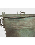 Laotian Style Vintage Bronze Rain Drum with Geometric Motifs and Verde Patina-6. Asian & Chinese Furniture, Art, Antiques, Vintage Home Décor for sale at FEA Home