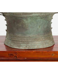 Laotian Style Vintage Bronze Rain Drum with Geometric Motifs and Verde Patina-7. Asian & Chinese Furniture, Art, Antiques, Vintage Home Décor for sale at FEA Home