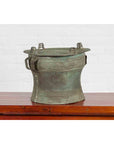 Laotian Style Vintage Bronze Rain Drum with Geometric Motifs and Verde Patina-8. Asian & Chinese Furniture, Art, Antiques, Vintage Home Décor for sale at FEA Home
