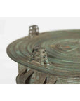 Laotian Style Vintage Bronze Rain Drum with Geometric Motifs and Verde Patina-9. Asian & Chinese Furniture, Art, Antiques, Vintage Home Décor for sale at FEA Home