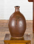 Japanese Taishō Period 1900s Tamba Tachikui Ware Brown Sake Jar with Drip Glaze-2. Asian & Chinese Furniture, Art, Antiques, Vintage Home Décor for sale at FEA Home