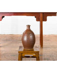 Japanese Taishō Period 1900s Tamba Tachikui Ware Brown Sake Jar with Drip Glaze-5. Asian & Chinese Furniture, Art, Antiques, Vintage Home Décor for sale at FEA Home