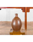 Japanese Taishō Period 1900s Tamba Tachikui Ware Brown Sake Jar with Drip Glaze-7. Asian & Chinese Furniture, Art, Antiques, Vintage Home Décor for sale at FEA Home