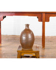 Japanese Taishō Period 1900s Tamba Tachikui Ware Brown Sake Jar with Drip Glaze-8. Asian & Chinese Furniture, Art, Antiques, Vintage Home Décor for sale at FEA Home