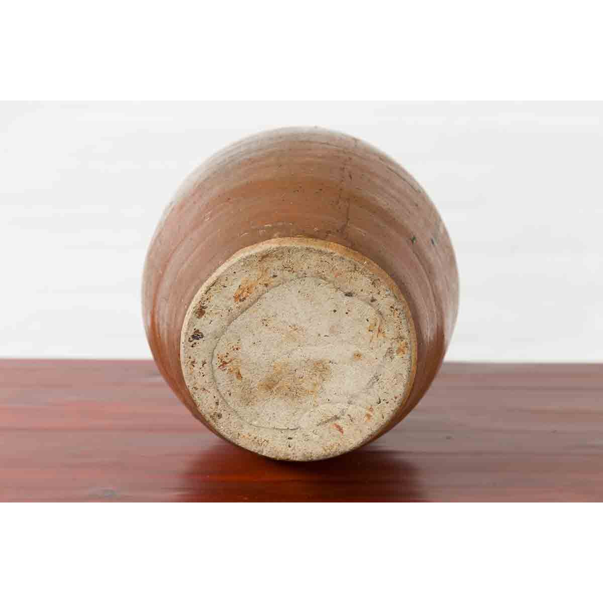 Japanese Taishō Period 1900s Tamba Tachikui Ware Brown Sake Jar with Drip Glaze-10. Asian & Chinese Furniture, Art, Antiques, Vintage Home Décor for sale at FEA Home