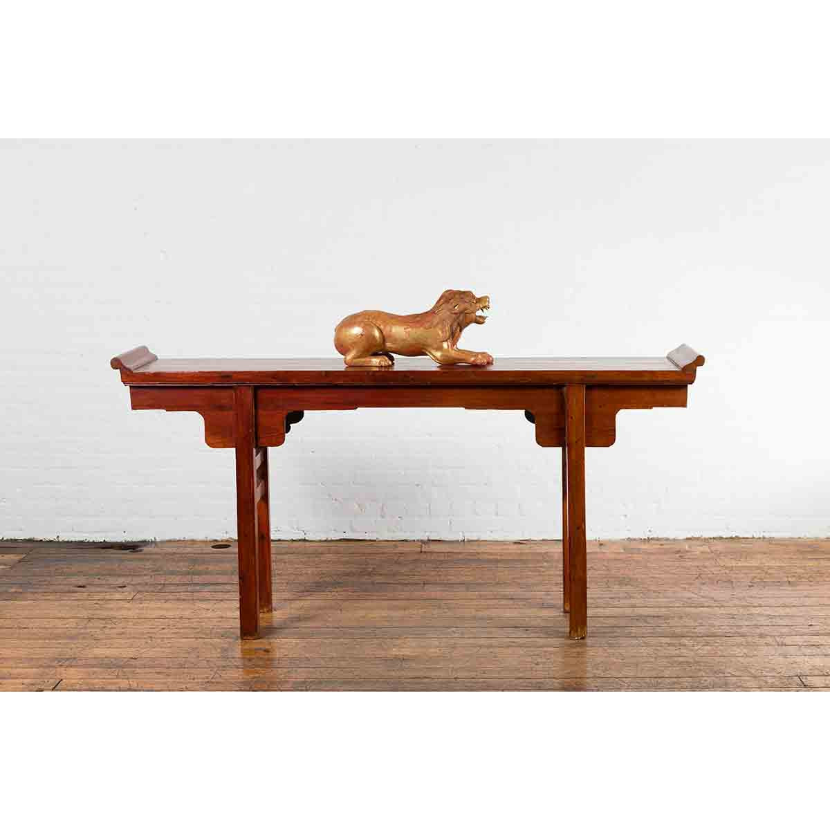 Vintage Thai Gilded and Carved Wooden Mythical Creature with Red Undertone-11. Asian & Chinese Furniture, Art, Antiques, Vintage Home Décor for sale at FEA Home