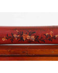 Chinese Qing Dynasty Cinnabar Lacquer Leather Pillow with Hand Painted Flowers-6. Asian & Chinese Furniture, Art, Antiques, Vintage Home Décor for sale at FEA Home