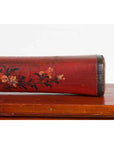 Chinese Qing Dynasty Cinnabar Lacquer Leather Pillow with Hand Painted Flowers-7. Asian & Chinese Furniture, Art, Antiques, Vintage Home Décor for sale at FEA Home
