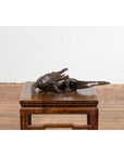 Contemporary Lost Wax Cast Bronze Alligator Sculpture with Textured Scutes-5. Asian & Chinese Furniture, Art, Antiques, Vintage Home Décor for sale at FEA Home