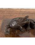 Contemporary Lost Wax Cast Bronze Alligator Sculpture with Textured Scutes-6. Asian & Chinese Furniture, Art, Antiques, Vintage Home Décor for sale at FEA Home
