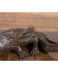 Contemporary Lost Wax Cast Bronze Alligator Sculpture with Textured Scutes-8. Asian & Chinese Furniture, Art, Antiques, Vintage Home Décor for sale at FEA Home
