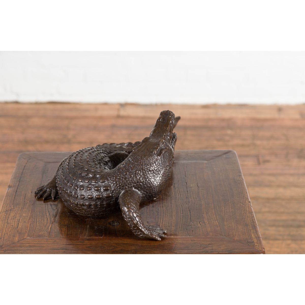 Contemporary Lost Wax Cast Bronze Alligator Sculpture with Textured Scutes-9. Asian & Chinese Furniture, Art, Antiques, Vintage Home Décor for sale at FEA Home