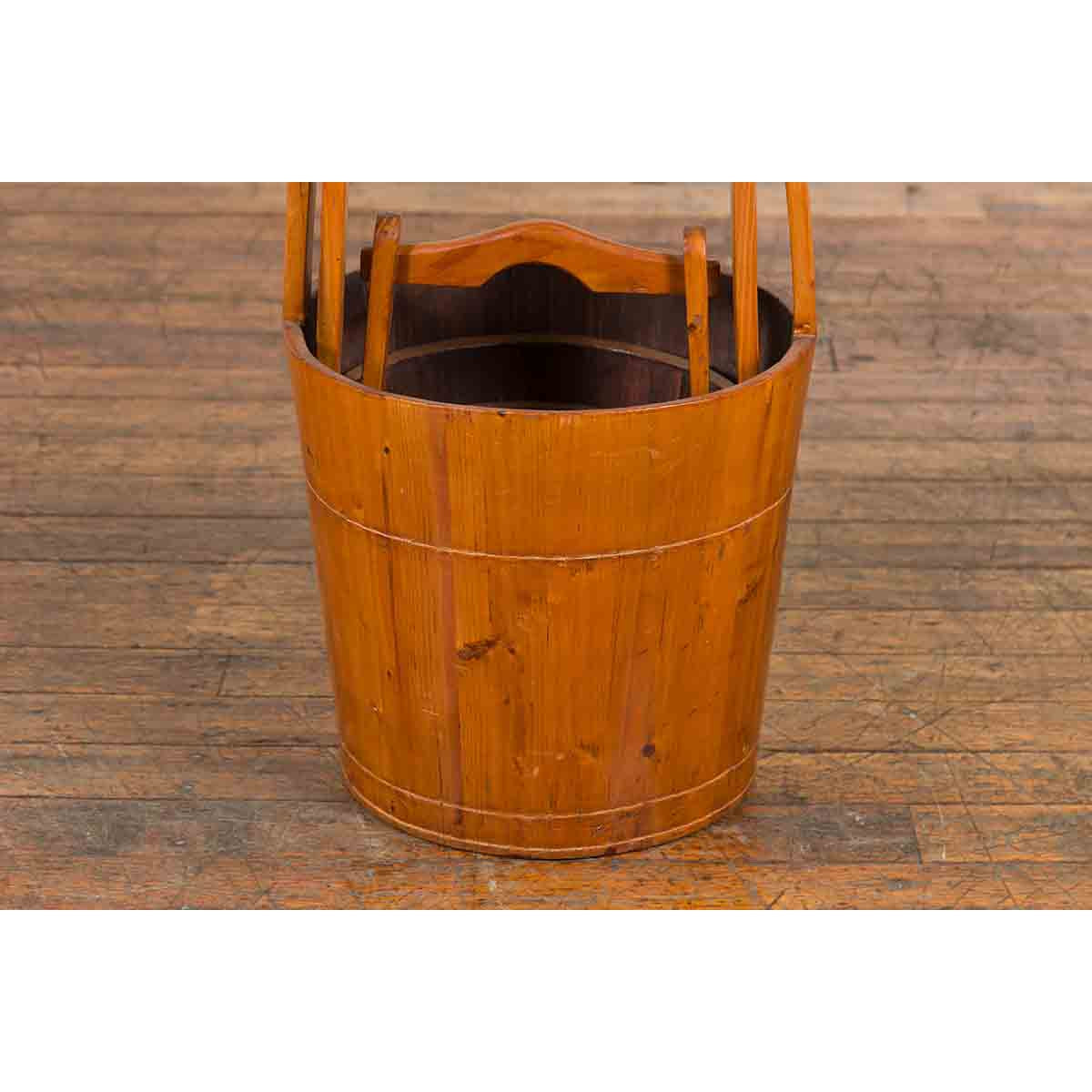 Set of Three Chinese Vintage Grain Nested Baskets with Large Handles-5. Asian & Chinese Furniture, Art, Antiques, Vintage Home Décor for sale at FEA Home