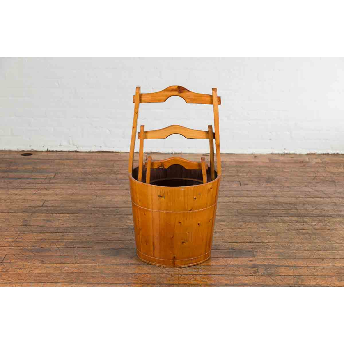 Set of Three Chinese Vintage Grain Nested Baskets with Large Handles-8. Asian & Chinese Furniture, Art, Antiques, Vintage Home Décor for sale at FEA Home