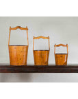 Set of Three Chinese Vintage Grain Nested Baskets with Large Handles-4. Asian & Chinese Furniture, Art, Antiques, Vintage Home Décor for sale at FEA Home