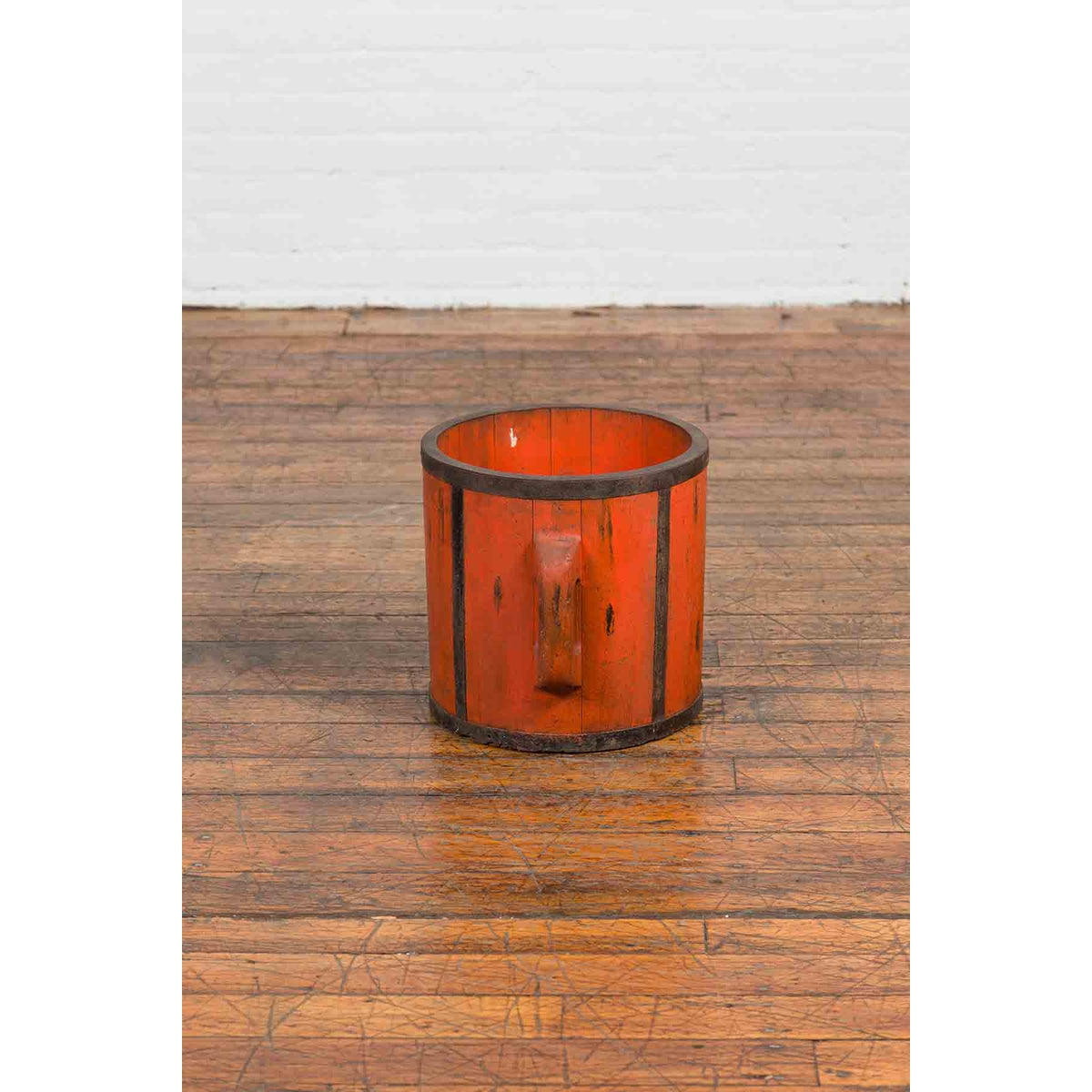 Chinese Early 20th Century Orange Grain Measuring Cup with Lateral Handles-6. Asian & Chinese Furniture, Art, Antiques, Vintage Home Décor for sale at FEA Home