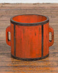 Chinese Early 20th Century Orange Grain Measuring Cup with Lateral Handles-2. Asian & Chinese Furniture, Art, Antiques, Vintage Home Décor for sale at FEA Home