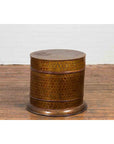 Burmese Vintage Negora Lacquer Circular Box with Snake Skin Pattern-6. Asian & Chinese Furniture, Art, Antiques, Vintage Home Décor for sale at FEA Home