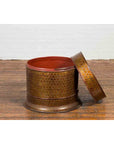 Burmese Vintage Negora Lacquer Circular Box with Snake Skin Pattern-13. Asian & Chinese Furniture, Art, Antiques, Vintage Home Décor for sale at FEA Home