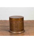 Burmese Vintage Negora Lacquer Circular Box with Snake Skin Pattern-4. Asian & Chinese Furniture, Art, Antiques, Vintage Home Décor for sale at FEA Home