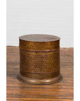 Burmese Vintage Negora Lacquer Circular Box with Snake Skin Pattern-5. Asian & Chinese Furniture, Art, Antiques, Vintage Home Décor for sale at FEA Home
