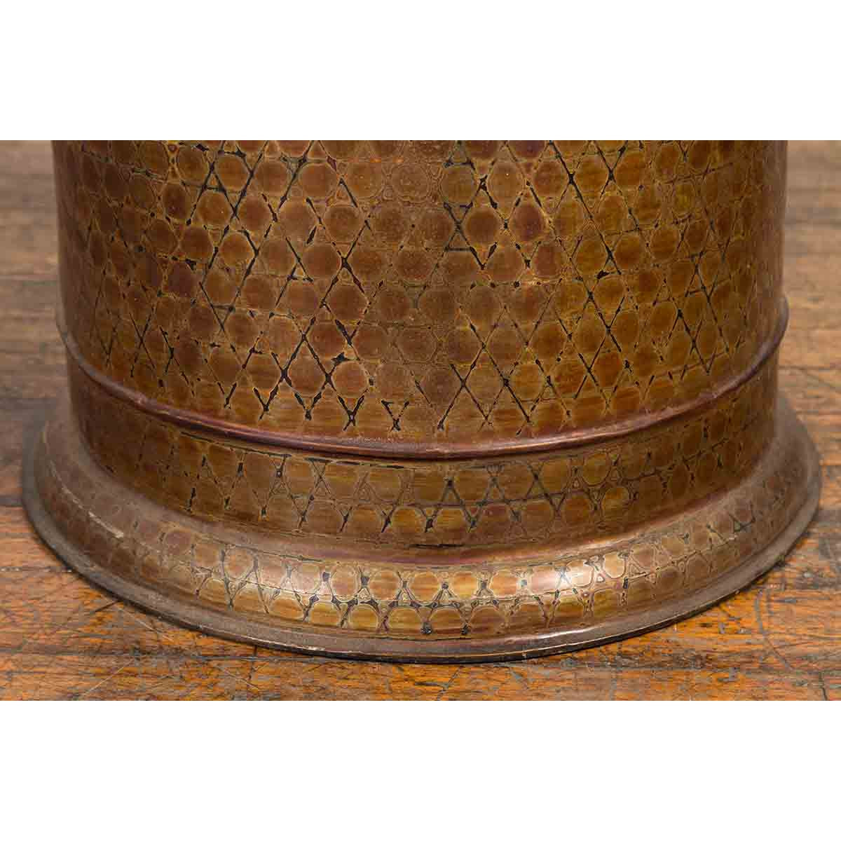 Burmese Vintage Negora Lacquer Circular Box with Snake Skin Pattern-11. Asian & Chinese Furniture, Art, Antiques, Vintage Home Décor for sale at FEA Home