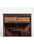 Vintage Zebra Wood Japanese Cabinet with Sliding Doors and Curving Open Shelves-5. Asian & Chinese Furniture, Art, Antiques, Vintage Home Décor for sale at FEA Home